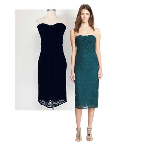 95 Burberry London Sonya Strapless Lace Cocktail Midi 